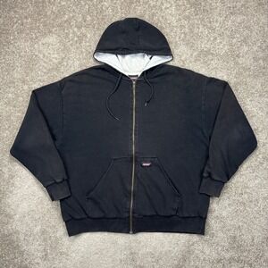 Vintage Dickies Black Heavyweight Thermal Lined Full Zip Hoodie XL